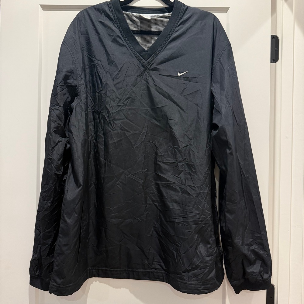 Nike Black V-Neck Windbreaker Pullover Jacket Mens 2XL 3XL Lightweight Golf